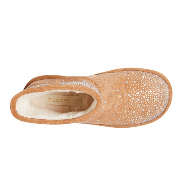 NWT Madden Girl Embellished Tan Faux-Fur Platform Boots - Picture 4 of 4
